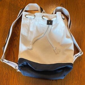White and Blue Canvas Backpack